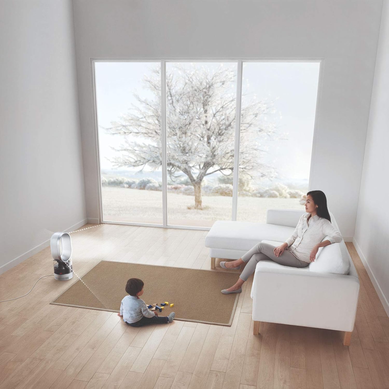 Dyson Hot+Cool Jet Focus AM09 - High Performance Cooling Fan and Fan Heater (White/Silver)