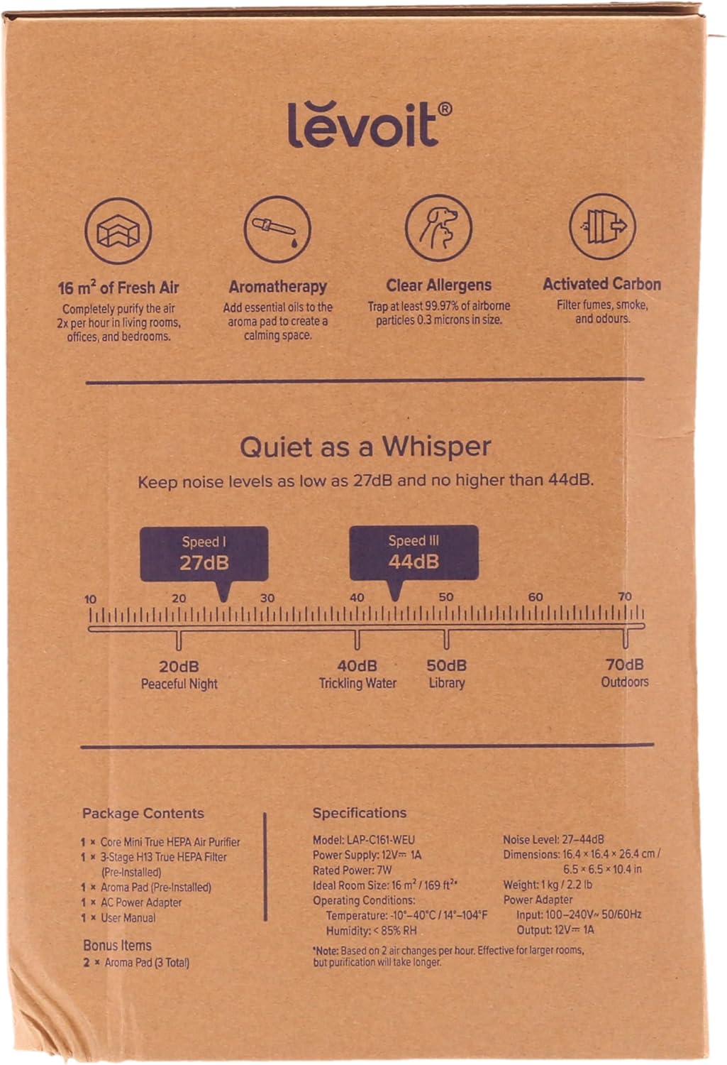 Levoit Core 600S LAP-C601S-WUS Luftrenare, Vit, ‎31.24 x 31.24 x 59.94 cm