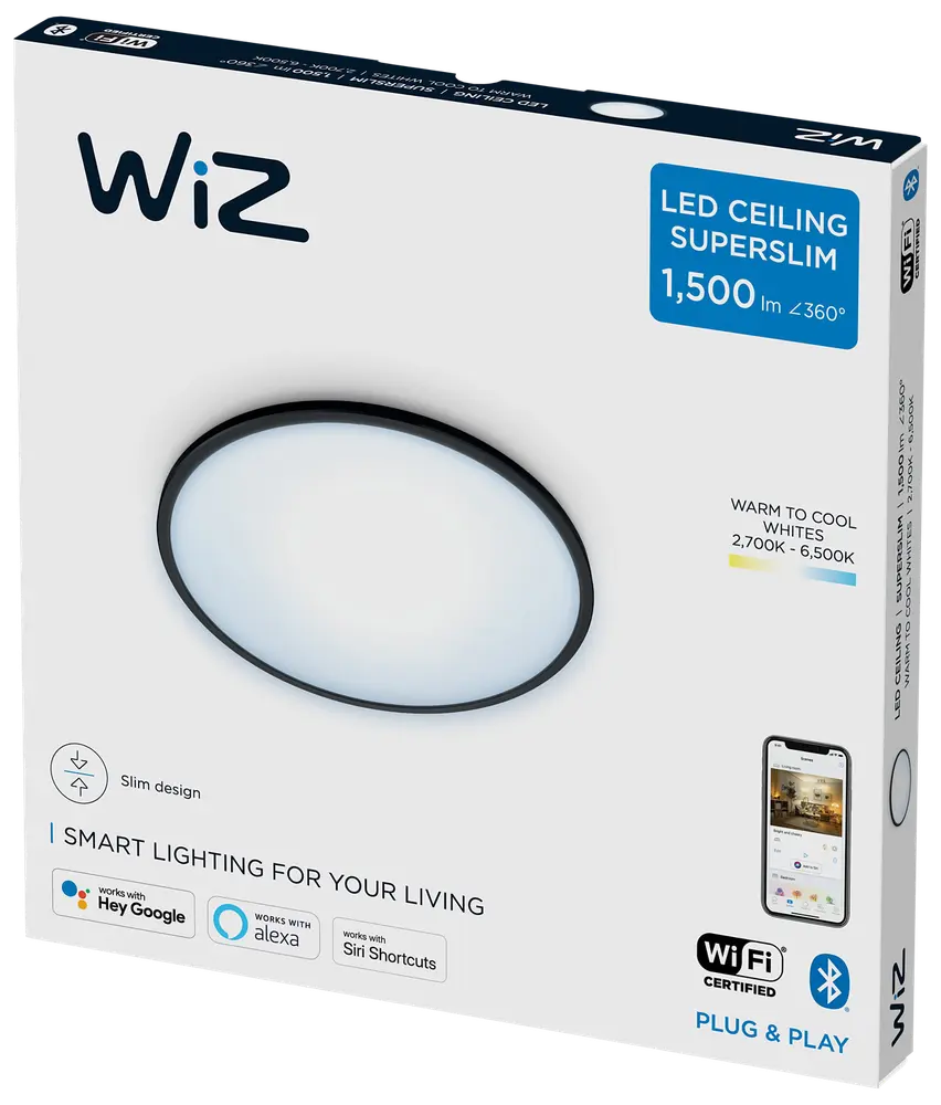 WiZ Plafond superslim Ø30cm 16W - svart