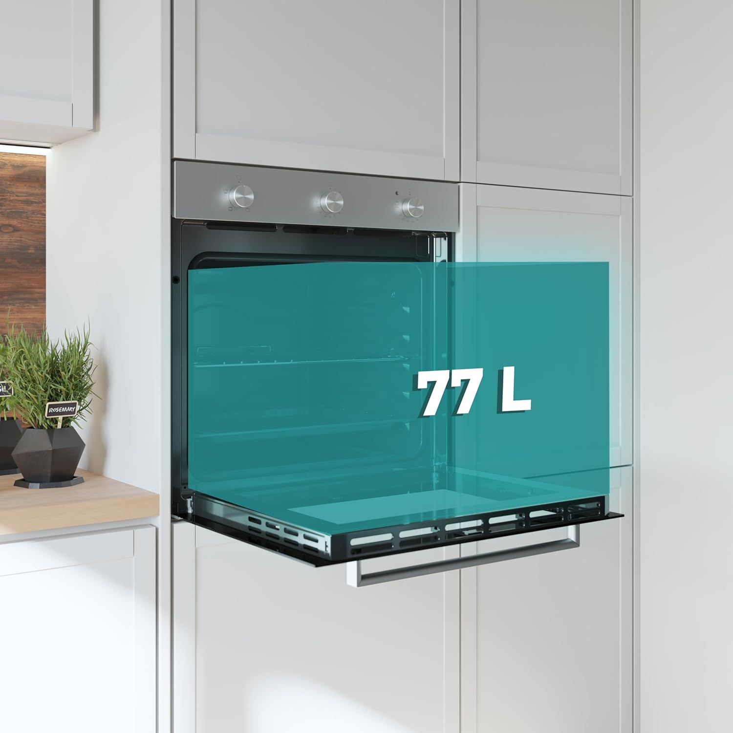 Cecotec Inbyggd ugn Bolero Hexa C136000 Mirror Time A. 2800 W, 77 L kapacitet, 4 funktioner, timer, Steam Assist, Steam EasyClean, kylfläkt, trippelglas, energiklass A