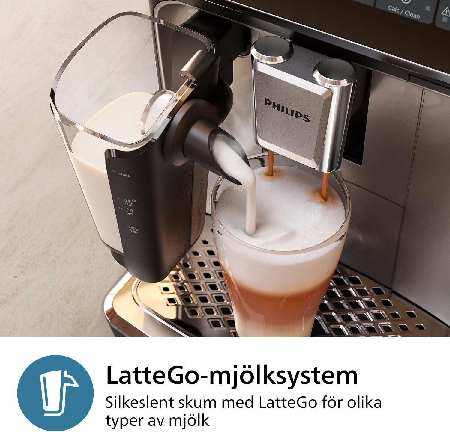 Philips 2200 Series Espresso Machine - Coffee Machine with 12-Step Grinder Setting, Touch Screen, Automatic Descaling, My Coffee Choice and Milk Frother for Cappuccino (EP2220/10)