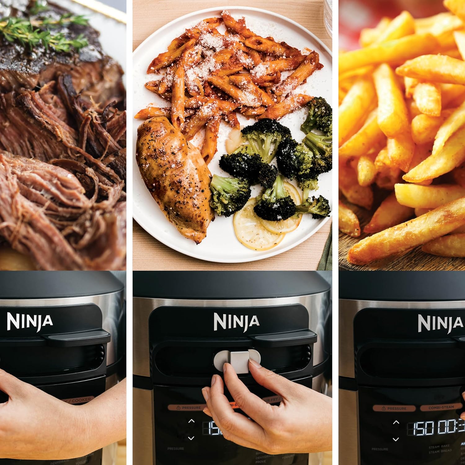 Ninja Foodi MAX Multicooker with Smart Lock, 14 Cooking Functions in 1, 7.5 L, 14-in-1 Multicooker, Pressure Cooker, Air Fryer, Slow Boil, Grill and More Includes Digital Probe, Stainless Steel,