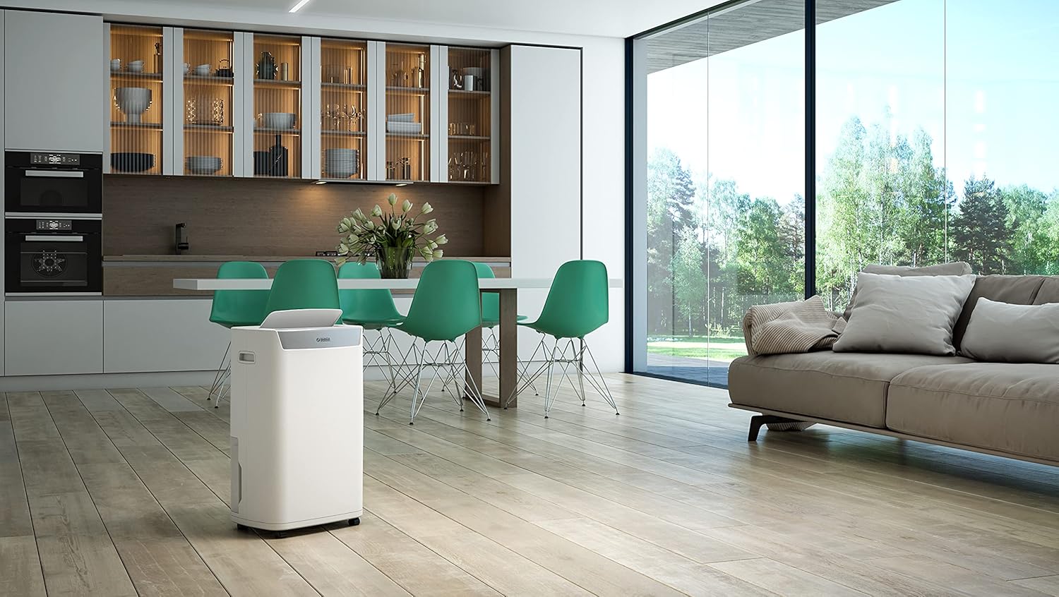 Olimpia Splendid Aquaria S1 24 P 3-i-1 Avfuktare med Pekskärm Visa, Motoriserad Flaxa och Wi-Fi, 24 Liter Kapacitet