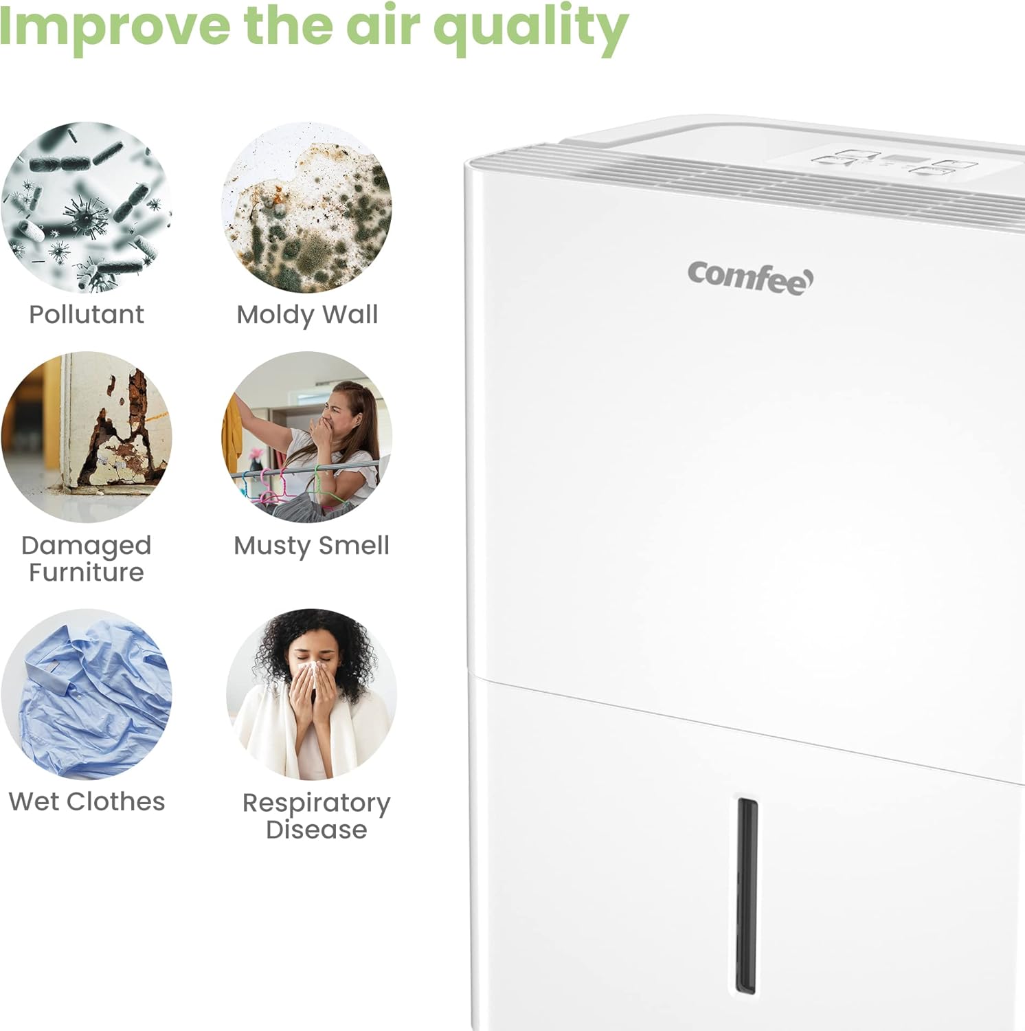 Comfee MDDP-30DEN7 Dehumidifier 30L/ 24h Room Dimensions approx 180 m³ (72 m²)