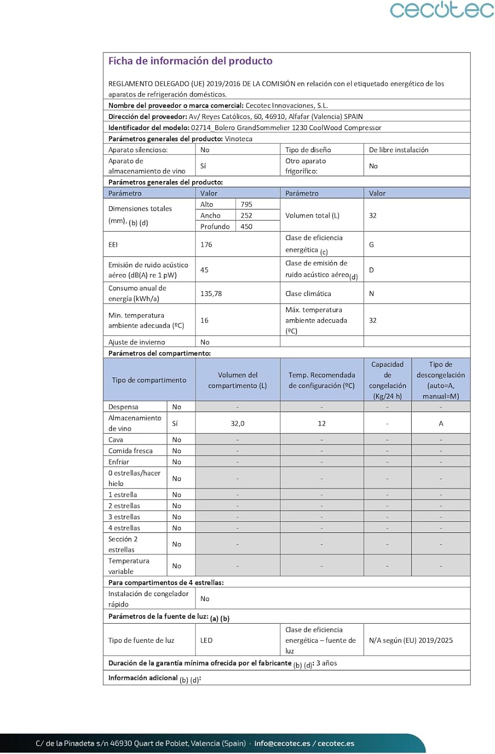 Cecotec vinkylskåp GrandSommelier 24000 svart kompressor. 24 flaskor med kompressor som garanterar hög prestanda. Justerbar temperatur och pekkontrollpanel