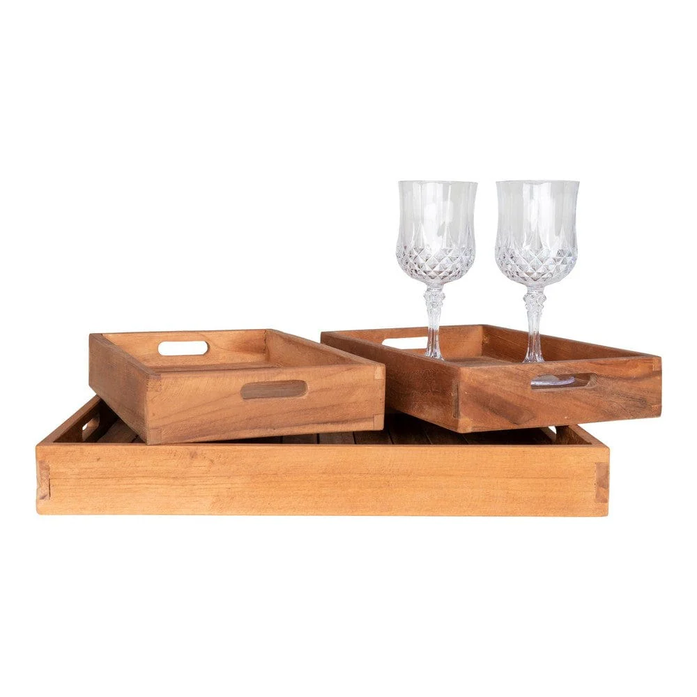 House Nordic Bricka Faro Teak 3-pack