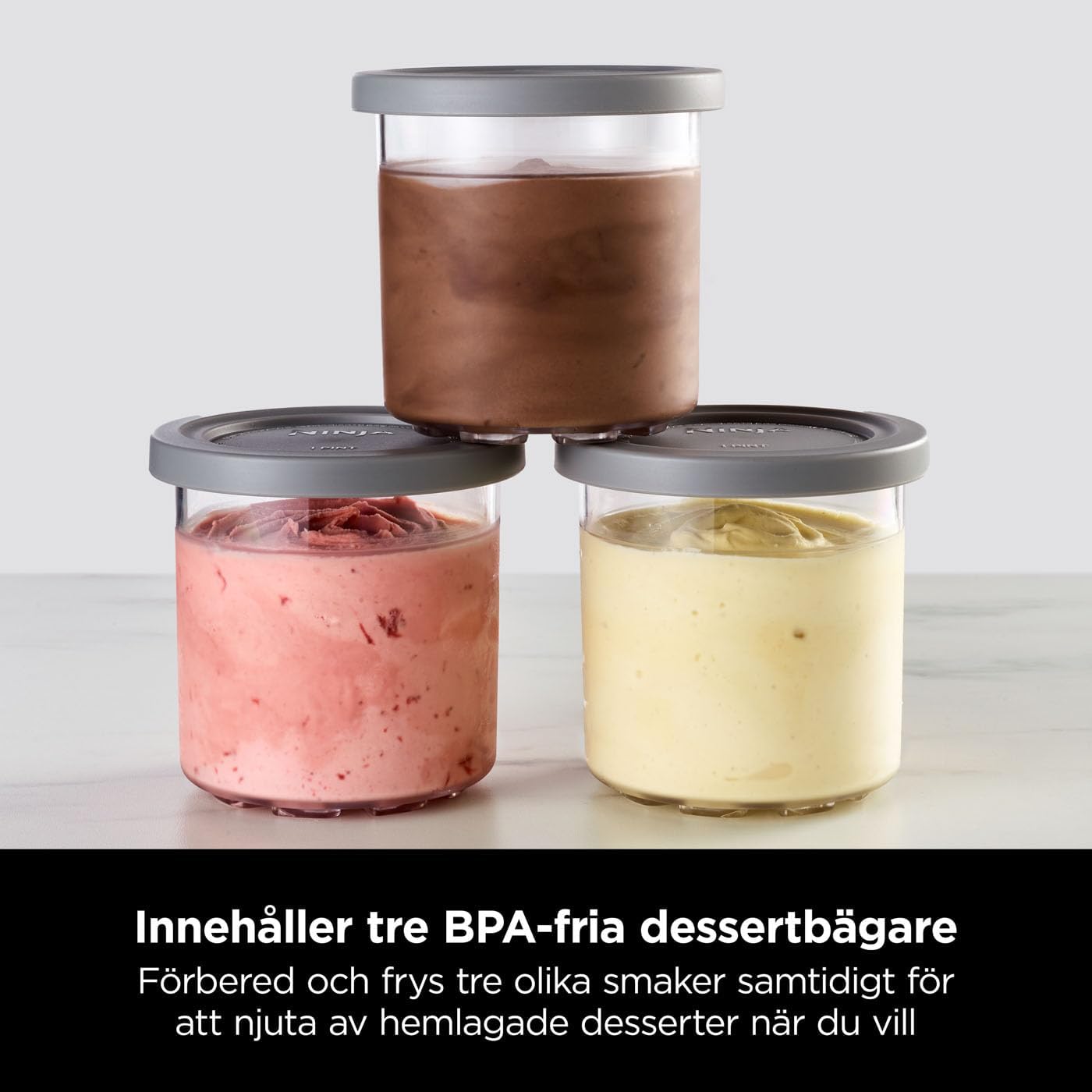 Ninja CREAMi Ice Cream and Frozen Dessert Maker with 3 Containers, 7 Programs for Ice Cream, Gelato, Sorbet, Smoothie Bowl, Milkshakes and More, Cooking 1.4 Litre Ice Cream, Black & Cup, NC300EUCP