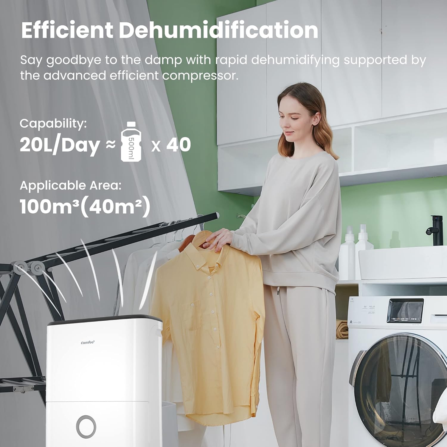 Comfee MDDP-30DEN7 Dehumidifier 30L/ 24h Room Dimensions approx 180 m³ (72 m²)