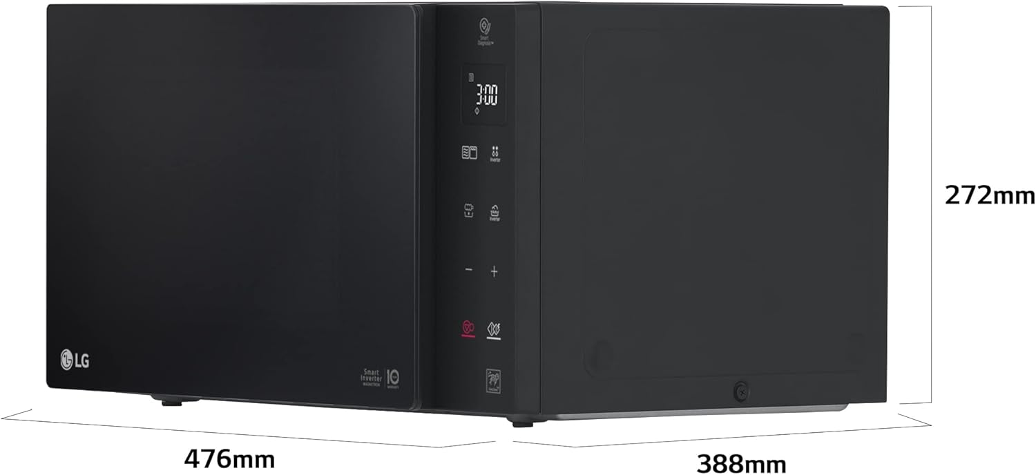 LG MH7235GPS Smart Inverter mikrovågsugn med kvartsgrill, 32 liter, 1 200 W, automatiska program, 5 effektnivåer, mikrovågsugn Crispy ingår - rökt svart