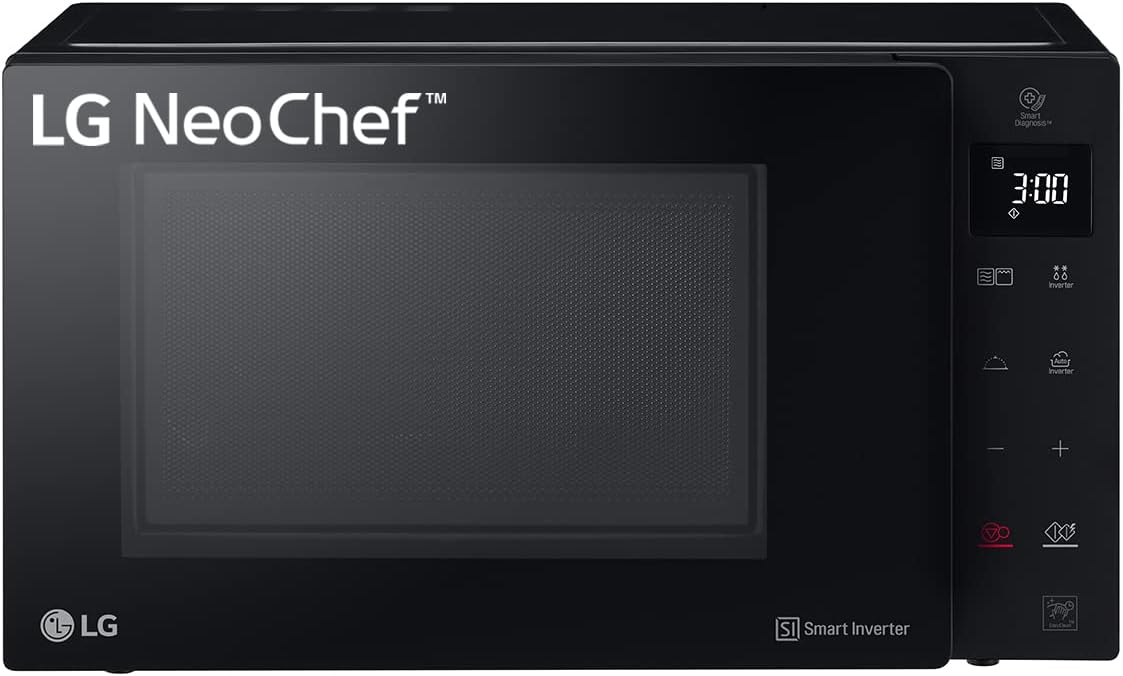 LG MH7235GPS Smart Inverter mikrovågsugn med kvartsgrill, 32 liter, 1 200 W, automatiska program, 5 effektnivåer, mikrovågsugn Crispy ingår - rökt svart
