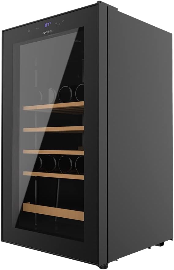 Cecotec vinkylskåp GrandSommelier 24000 svart kompressor. 24 flaskor med kompressor som garanterar hög prestanda. Justerbar temperatur och pekkontrollpanel