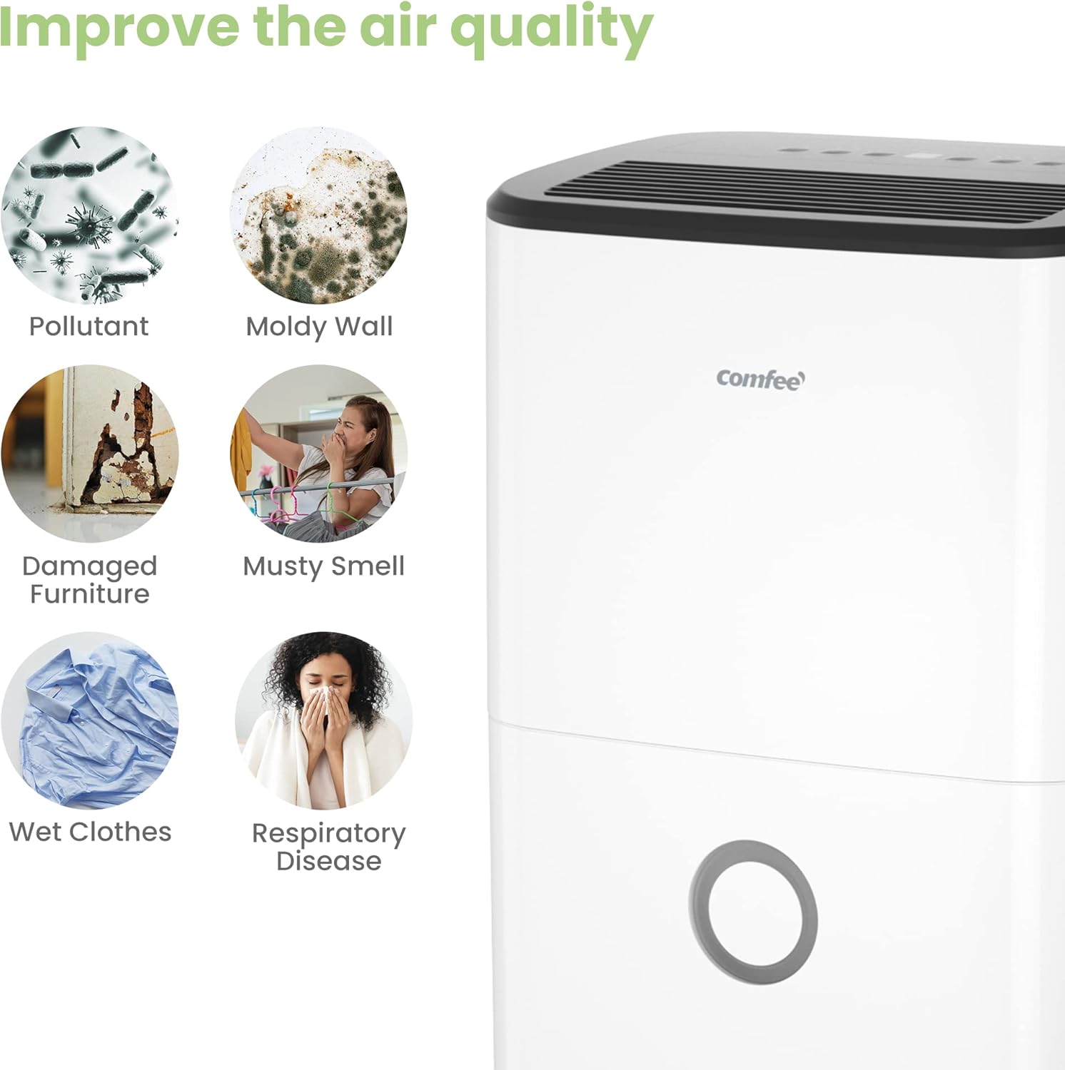 Comfee MDDP-30DEN7 Dehumidifier 30L/ 24h Room Dimensions approx 180 m³ (72 m²)