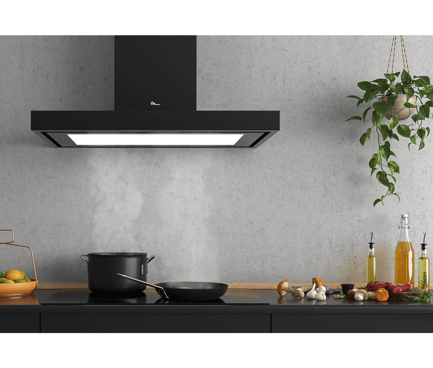 Thermex Harwich Lux - 90 cm, Væg, sort m/motor