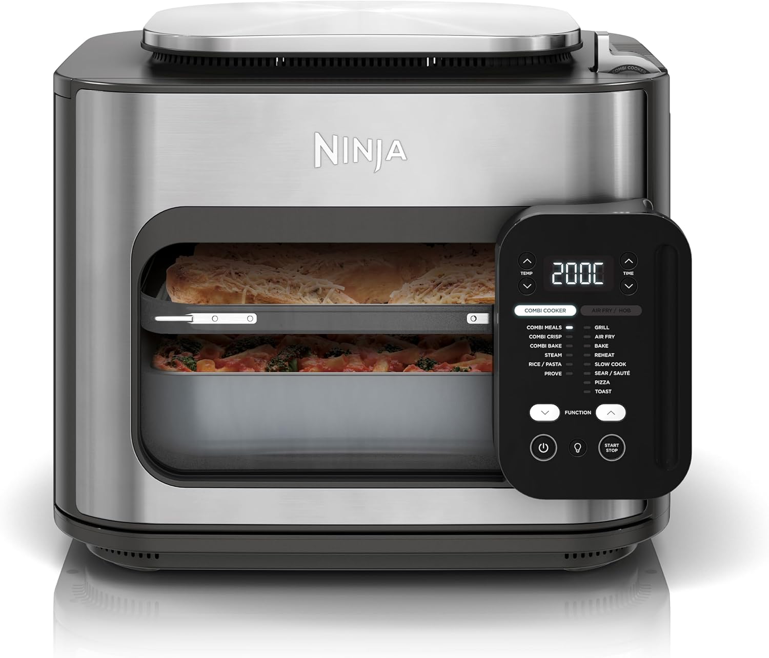 Ninja Combi 12-in-1 Multicooker, Oven & Air Fryer, 12 Cooking Functions, Family Large Meals in 15 Minutes*, Includes Baking Tray, Pan, & Recipe Book, Grey, SFP700EU
