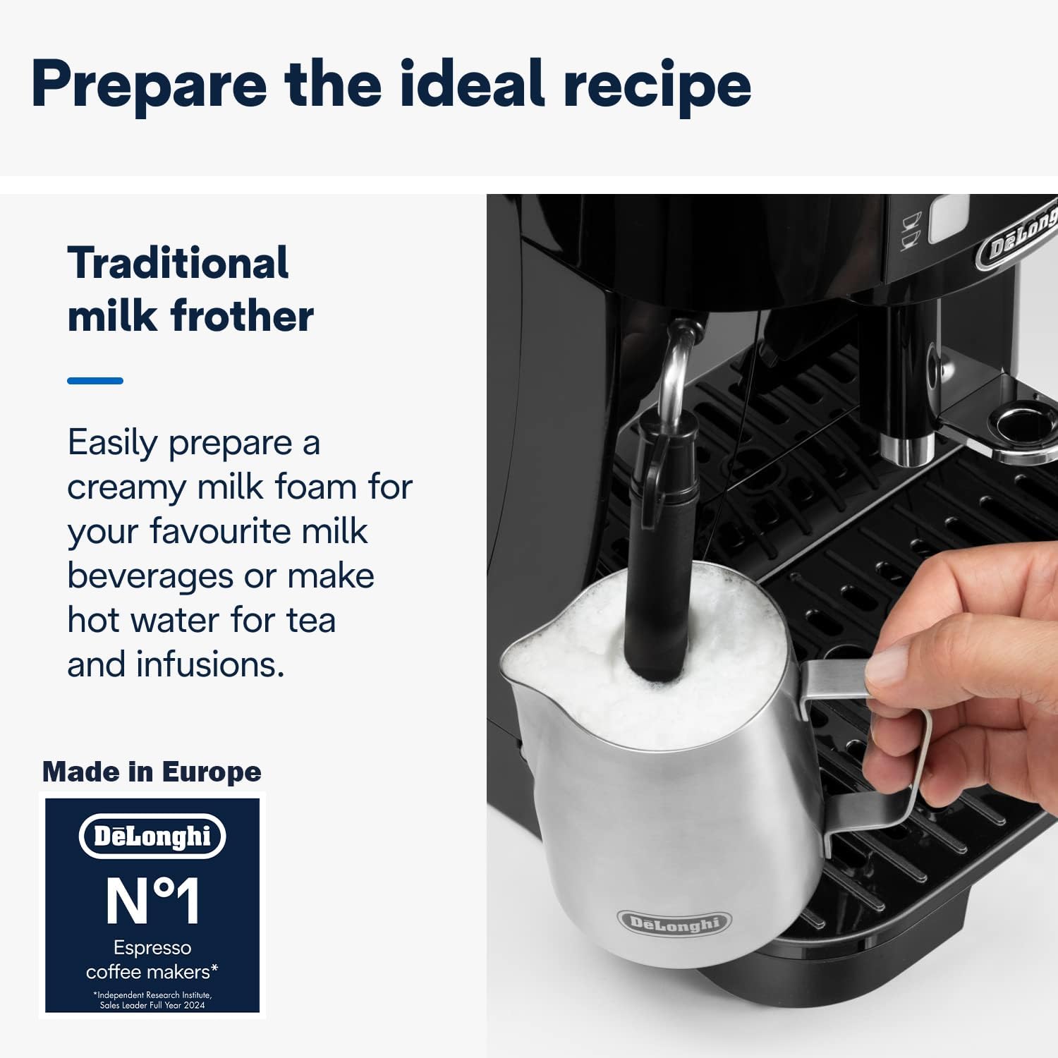 De'Longhi Magnifica S, Automatisk Kaffemaskin från Böna till Kopp, Espresso- och Cappuccinomaskin, ECAM22.110.B, Svart