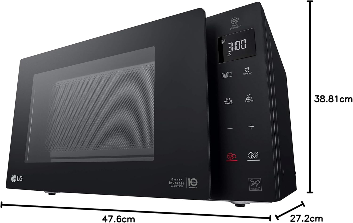 LG MH6336GIB ugn smart inverter mikrovågsugn med kvartsgrill, 23 liter, 1 000 W, automatiska program, 5 justerbara effektnivåer - rök svart