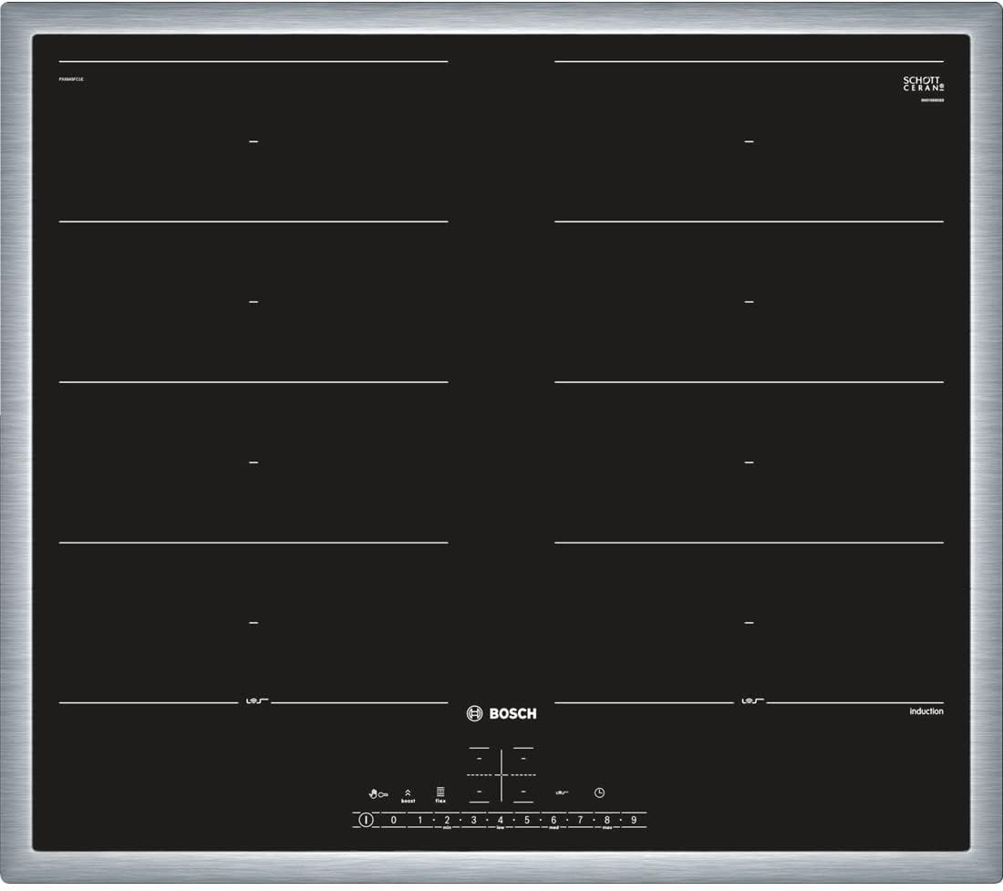 Bosch PKC845FP1D Series 6 Glass Ceramic Pouring (Autark), 80 cm Wide, Made in Germany, Frying Zone for Large Kitchen Utensils, PowerBoost Faster Cooking, DirectSelect Intuitive Operation
