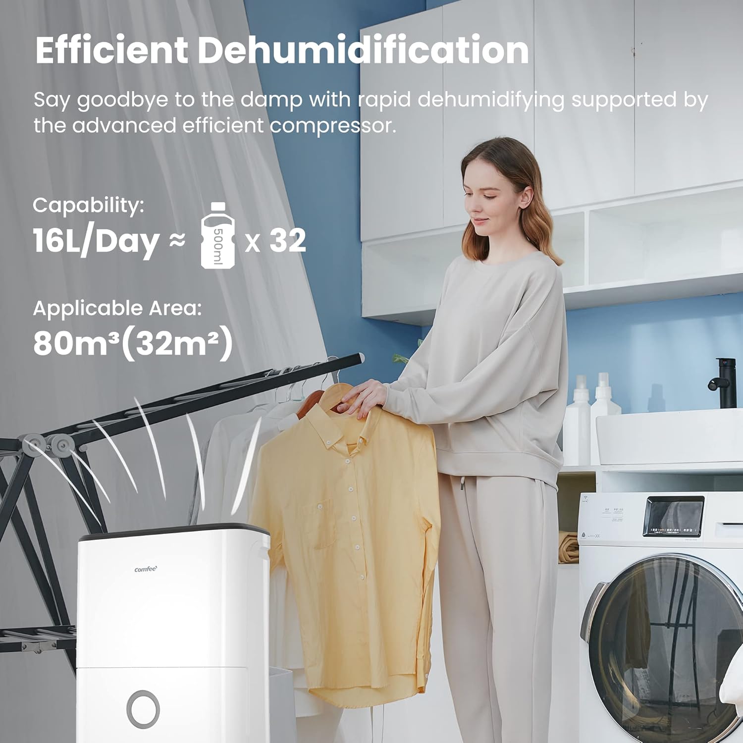 Comfee MDDP-30DEN7 Dehumidifier 30L/ 24h Room Dimensions approx 180 m³ (72 m²)