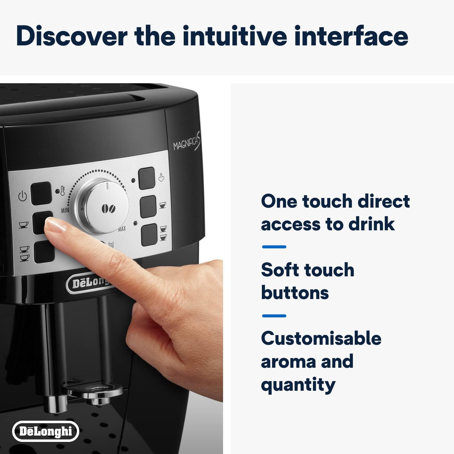 De'Longhi Magnifica S, Automatisk Kaffemaskin från Böna till Kopp, Espresso- och Cappuccinomaskin, ECAM22.110.B, Svart