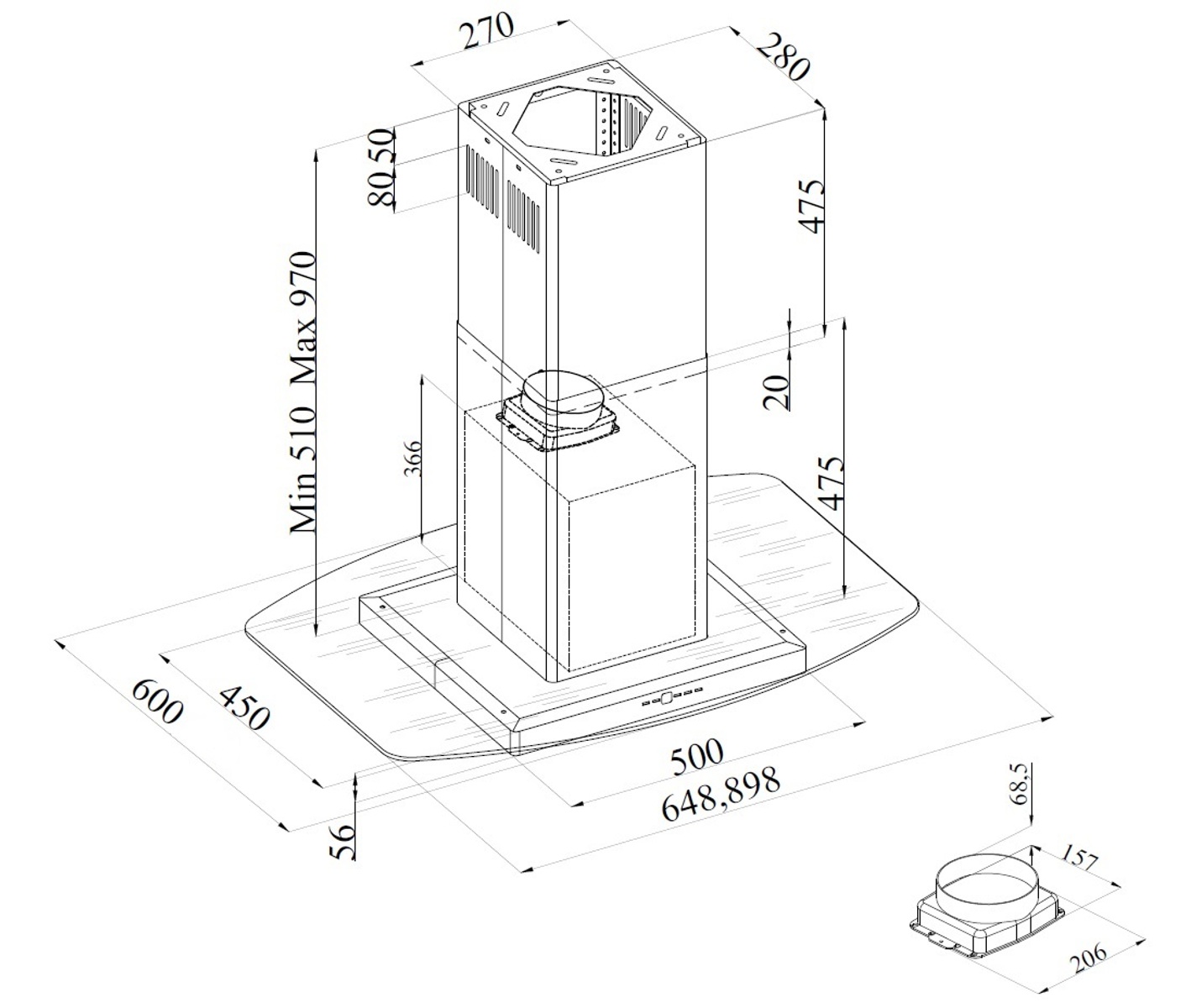 Silverline SL 4240 Diamond Ada 90cm, stål