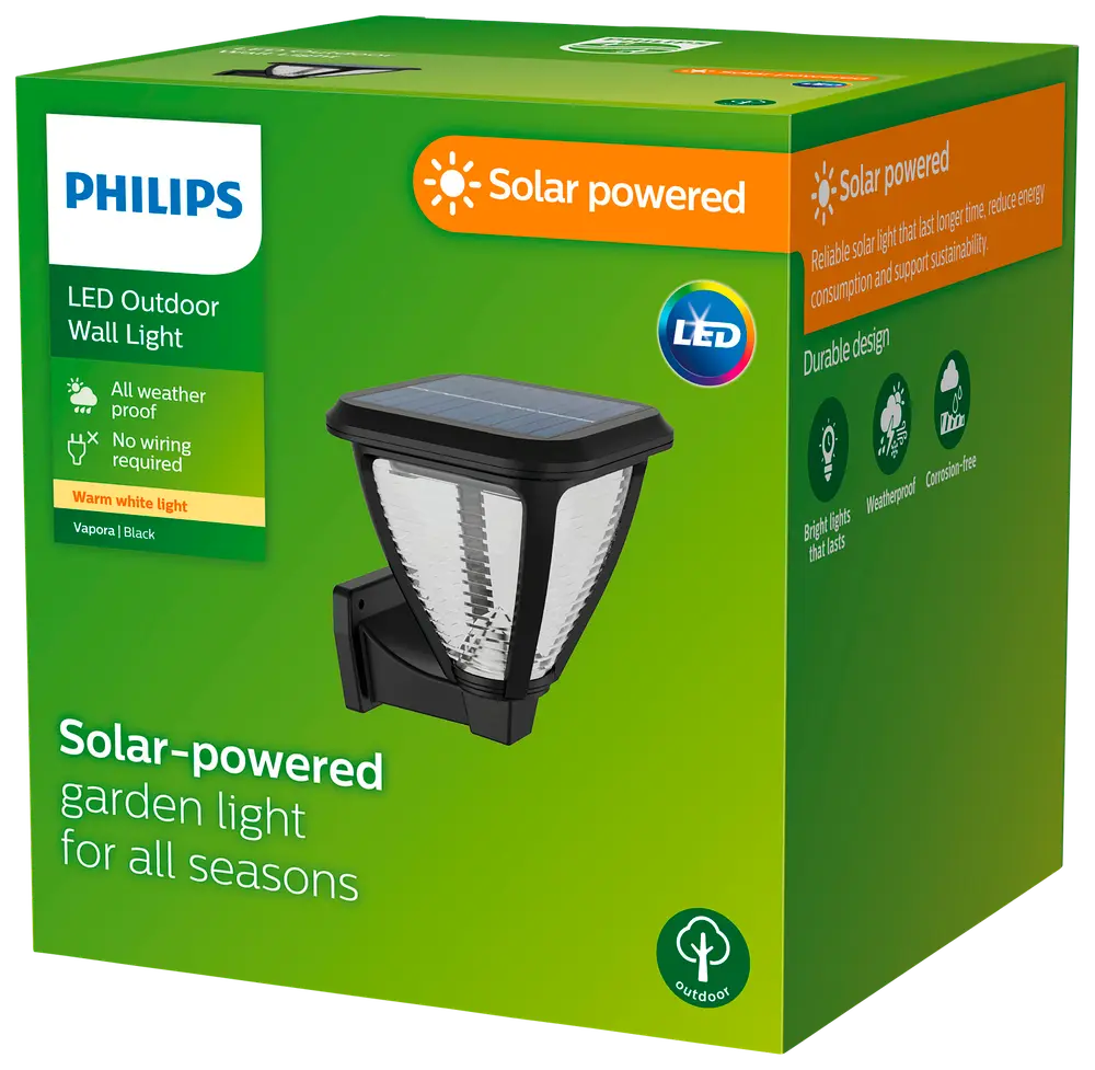 Philips Vapora - vägglampa med solceller
