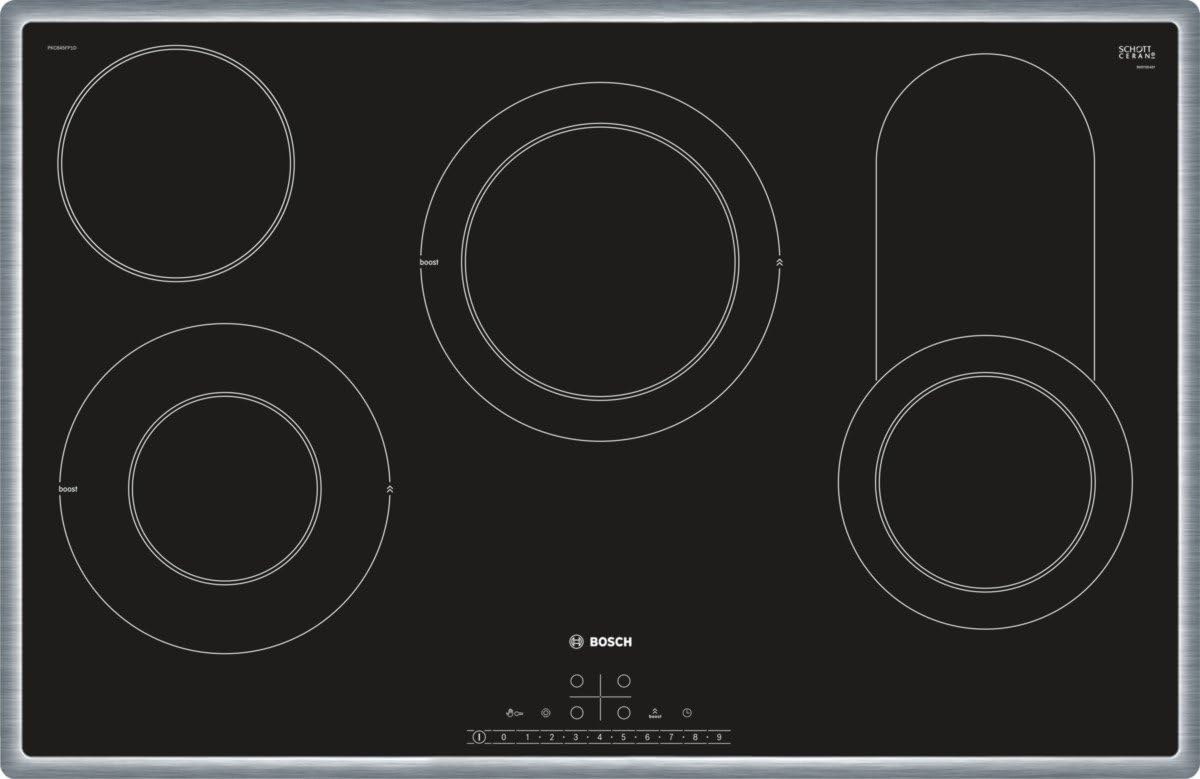 Bosch PKC845FP1D Series 6 Glass Ceramic Pouring (Autark), 80 cm Wide, Made in Germany, Frying Zone for Large Kitchen Utensils, PowerBoost Faster Cooking, DirectSelect Intuitive Operation