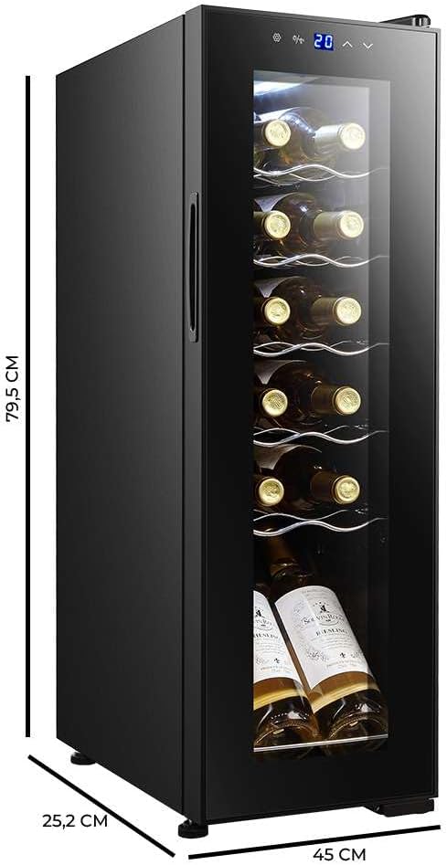 Cecotec vinkylskåp GrandSommelier 24000 svart kompressor. 24 flaskor med kompressor som garanterar hög prestanda. Justerbar temperatur och pekkontrollpanel