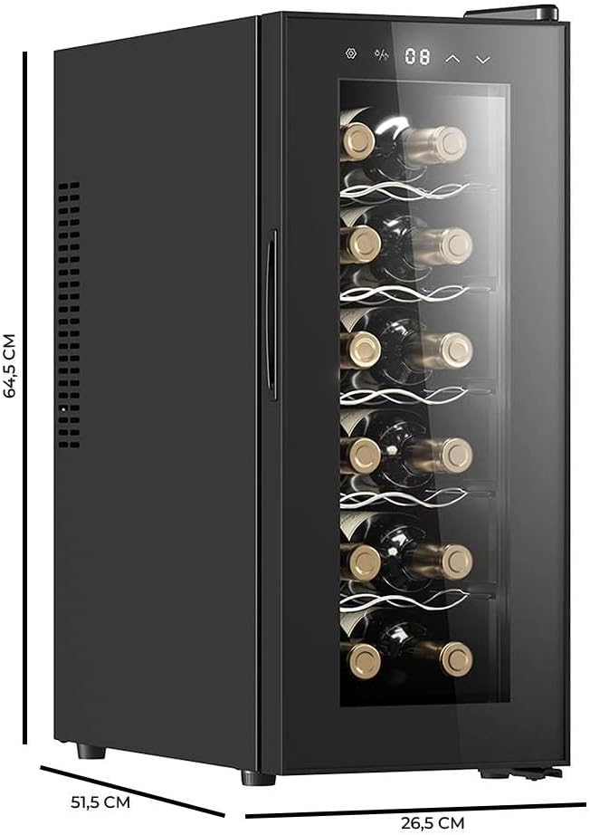 Cecotec vinkylskåp GrandSommelier 24000 svart kompressor. 24 flaskor med kompressor som garanterar hög prestanda. Justerbar temperatur och pekkontrollpanel