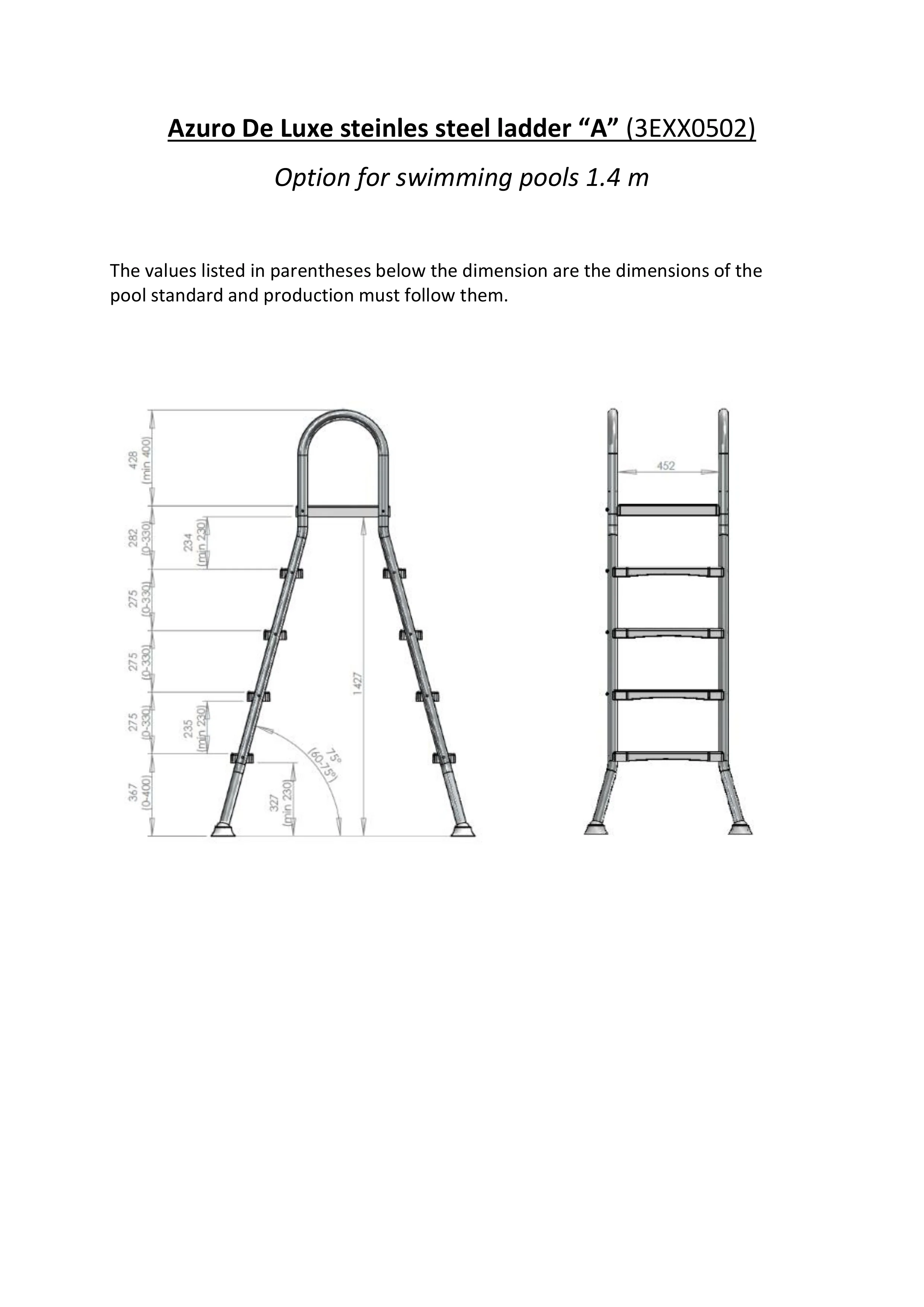 Stege för pool Mountfield Azuro De Luxe rostfri stål 