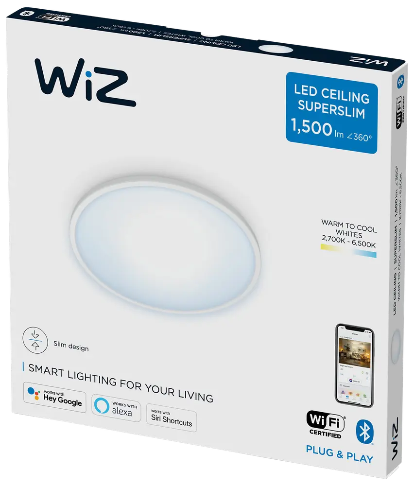 WiZ Plafond superslim Ø30cm 16W - vit
