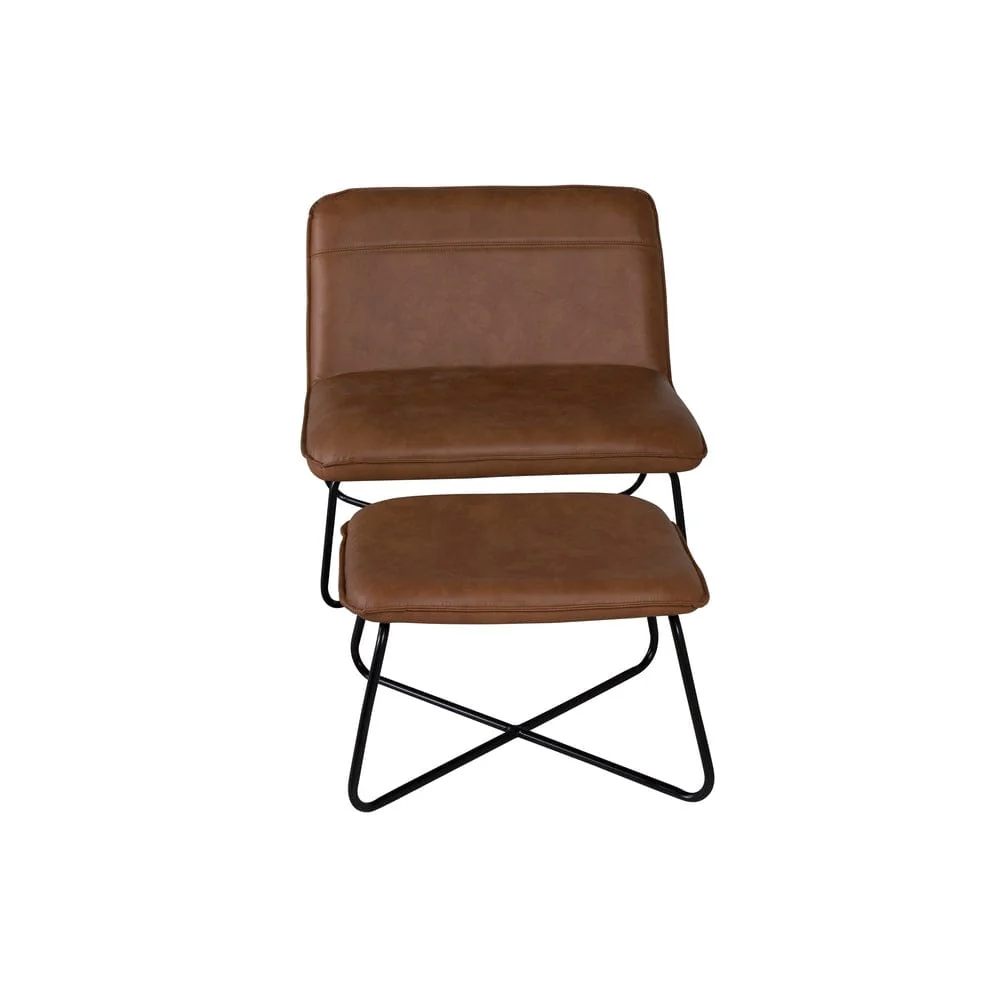 Venture Home Läderfåtölj X-Lounge med fotpall