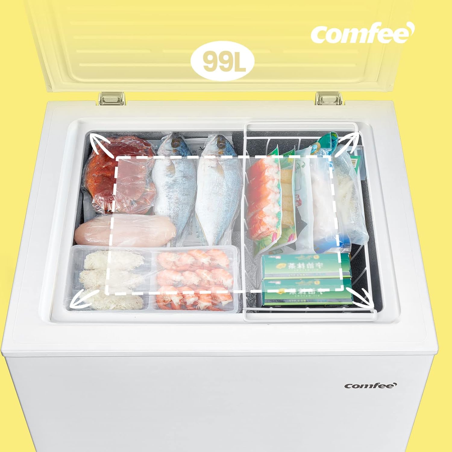 Comfee RCC100WH2(E) Freezer/169kWh/Year/85cm High/99L/38dB/Low Volume/High Efficiency D-Shaped Tube/Suitable for Different Use Scenarios/Adjustable Temperature Controller/White