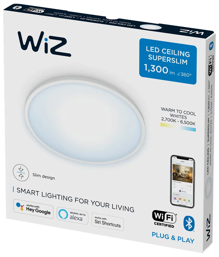 WiZ Plafond superslim Ø25cm 14W - vit