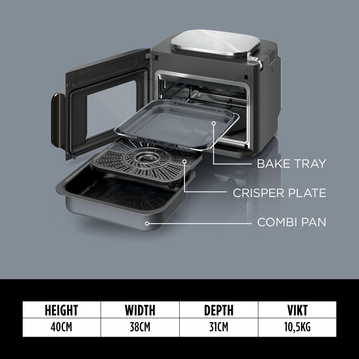 Ninja Combi 12-in-1 Multicooker, Oven & Air Fryer, 12 Cooking Functions, Family Large Meals in 15 Minutes*, Includes Baking Tray, Pan, & Recipe Book, Grey, SFP700EU
