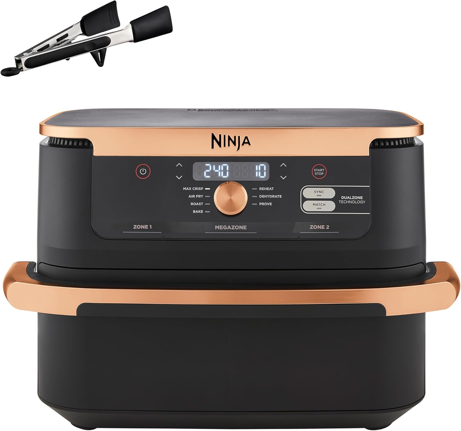 Ninja Foodi FlexDrawer Air Fryer, Double Zone with Removable Divider, Large 10.4L Box, 7-in-1, Double Zone, Usually No Oil, Nonstick Dishwasher Safe Parts, Copper/Black AF500EUCP
