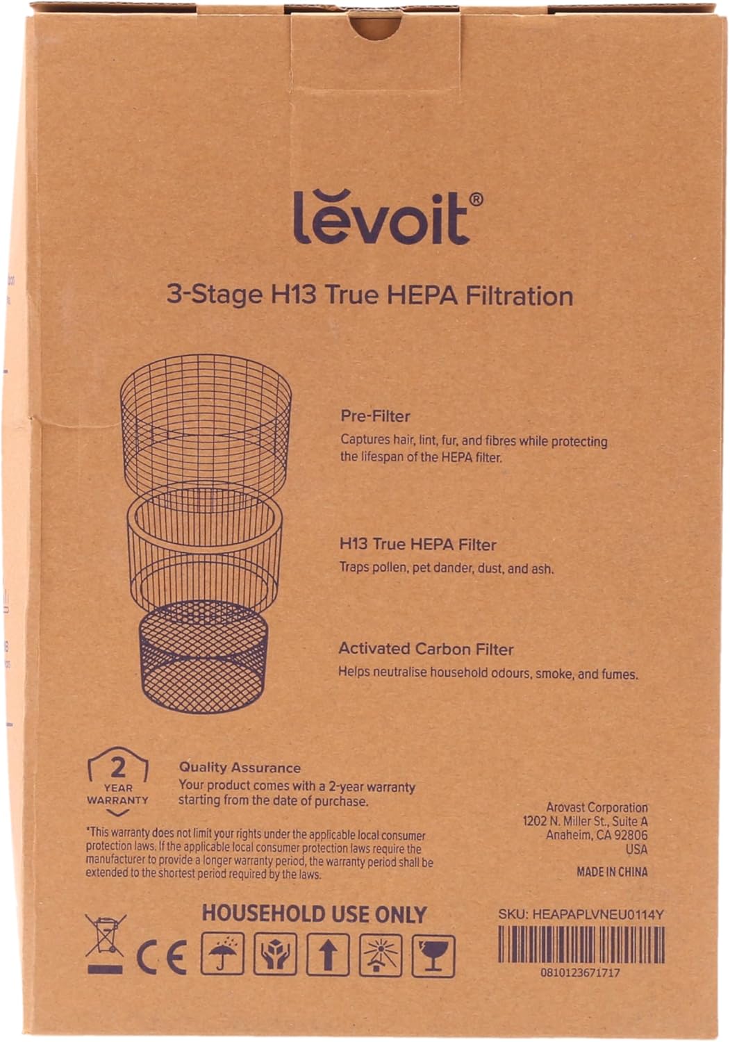 Levoit Core 600S LAP-C601S-WUS Luftrenare, Vit, ‎31.24 x 31.24 x 59.94 cm