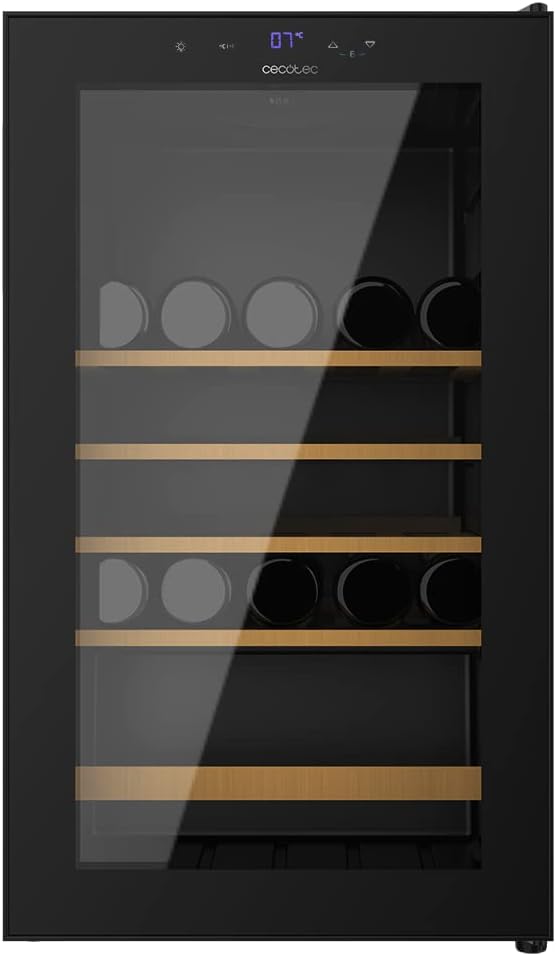 Cecotec vinkylskåp GrandSommelier 24000 svart kompressor. 24 flaskor med kompressor som garanterar hög prestanda. Justerbar temperatur och pekkontrollpanel