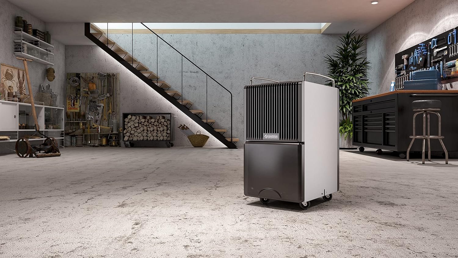 Olimpia Splendid Aquaria S1 24 P 3-i-1 Avfuktare med Pekskärm Visa, Motoriserad Flaxa och Wi-Fi, 24 Liter Kapacitet