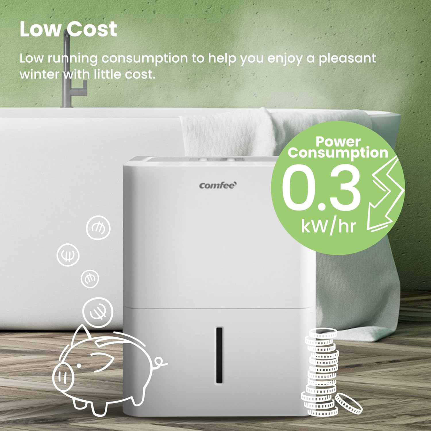 Comfee MDDP-30DEN7 Dehumidifier 30L/ 24h Room Dimensions approx 180 m³ (72 m²)