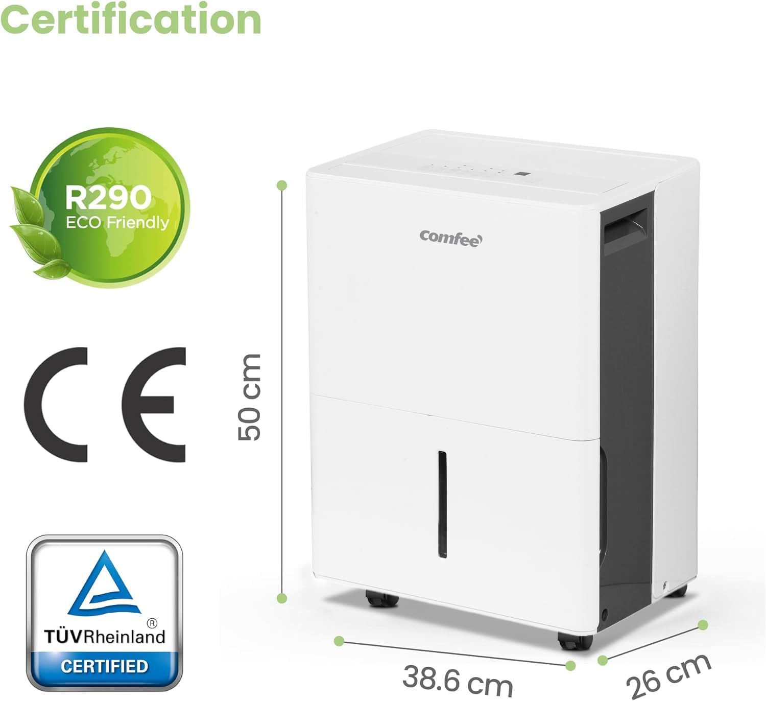 Comfee MDDP-30DEN7 Dehumidifier 30L/ 24h Room Dimensions approx 180 m³ (72 m²)