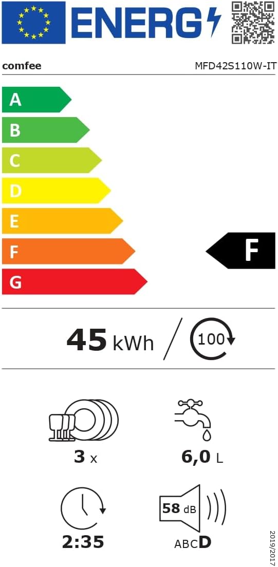 COMFEE Freestanding Dishwasher, for 3 Cutlery, 7 Programs, LED Touch Screen, Delayed Start and Off-Season Washing Function - White