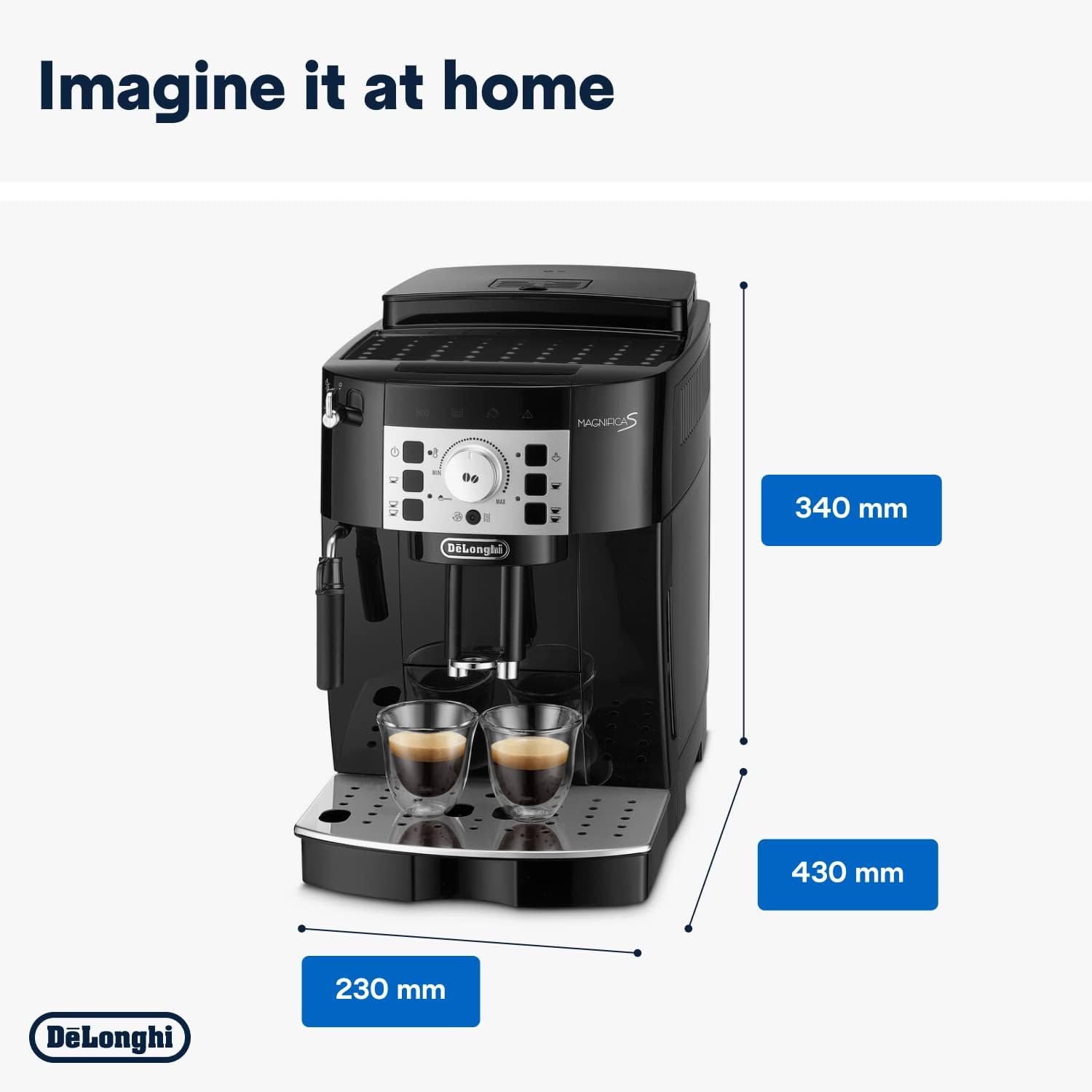 De'Longhi Magnifica S, Automatisk Kaffemaskin från Böna till Kopp, Espresso- och Cappuccinomaskin, ECAM22.110.B, Svart