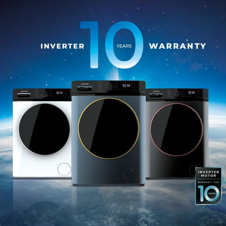 Cecotec 9 kg Bolero Dresscode 9610 Inverter Steel A. 2 000 W, 1 400 rpm, ångfunktion, inverter Plus-motor, 15 program, optimerar vattennivån och tvättiden