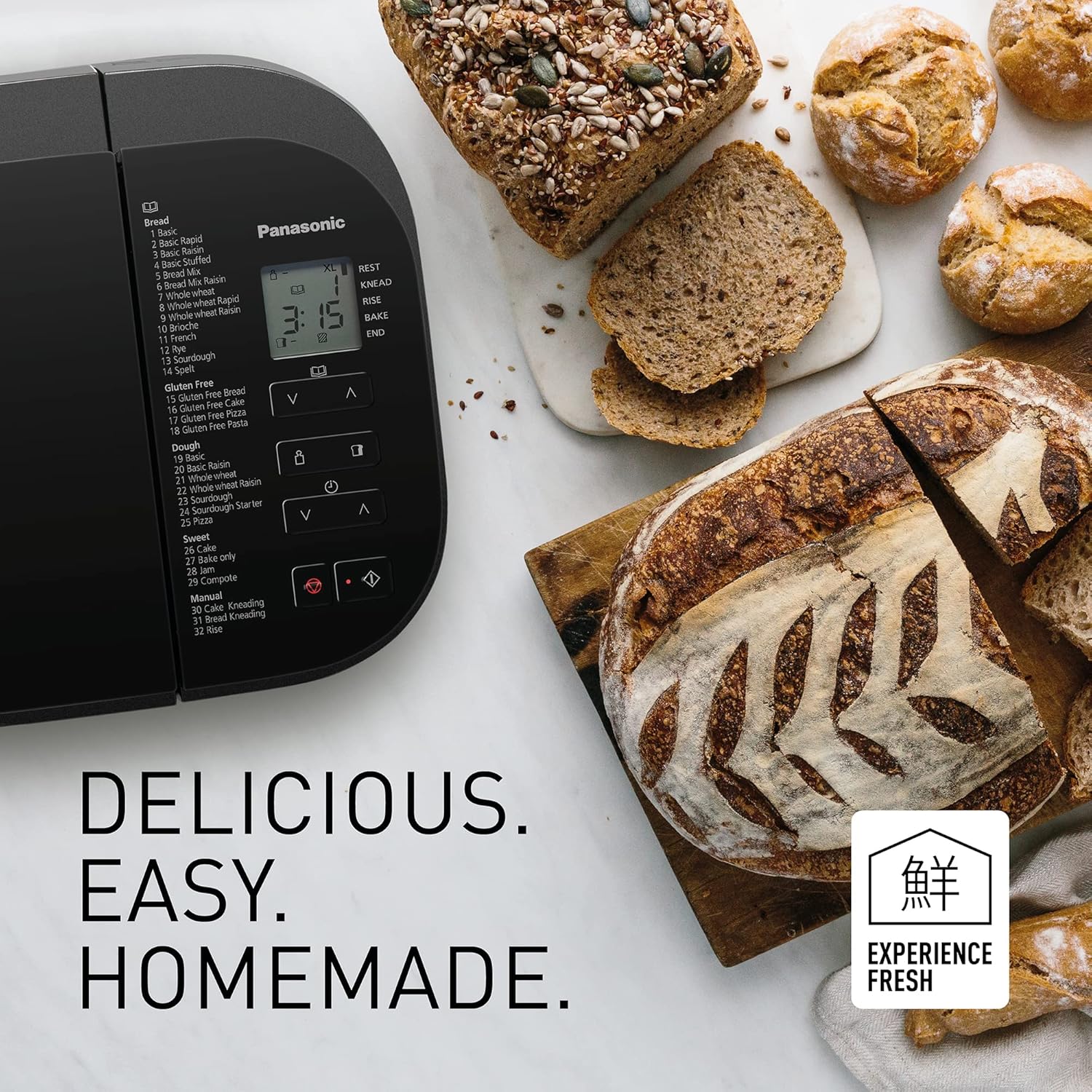 Panasonic SD-YR2550 Bakmaskin (31 program, 13 automatiska program, baka glutenfritt, jästfördelare), silver