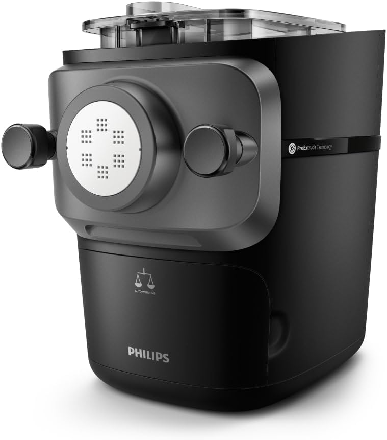 Philips 7000 Series Pastamaskin, Automatisk Integrerad Vägningsteknologi, ProExtrude-teknik, 8 Formskivor, Enkel Rengöring, Upp till 8 Portioner, Svart (HR2665/93)