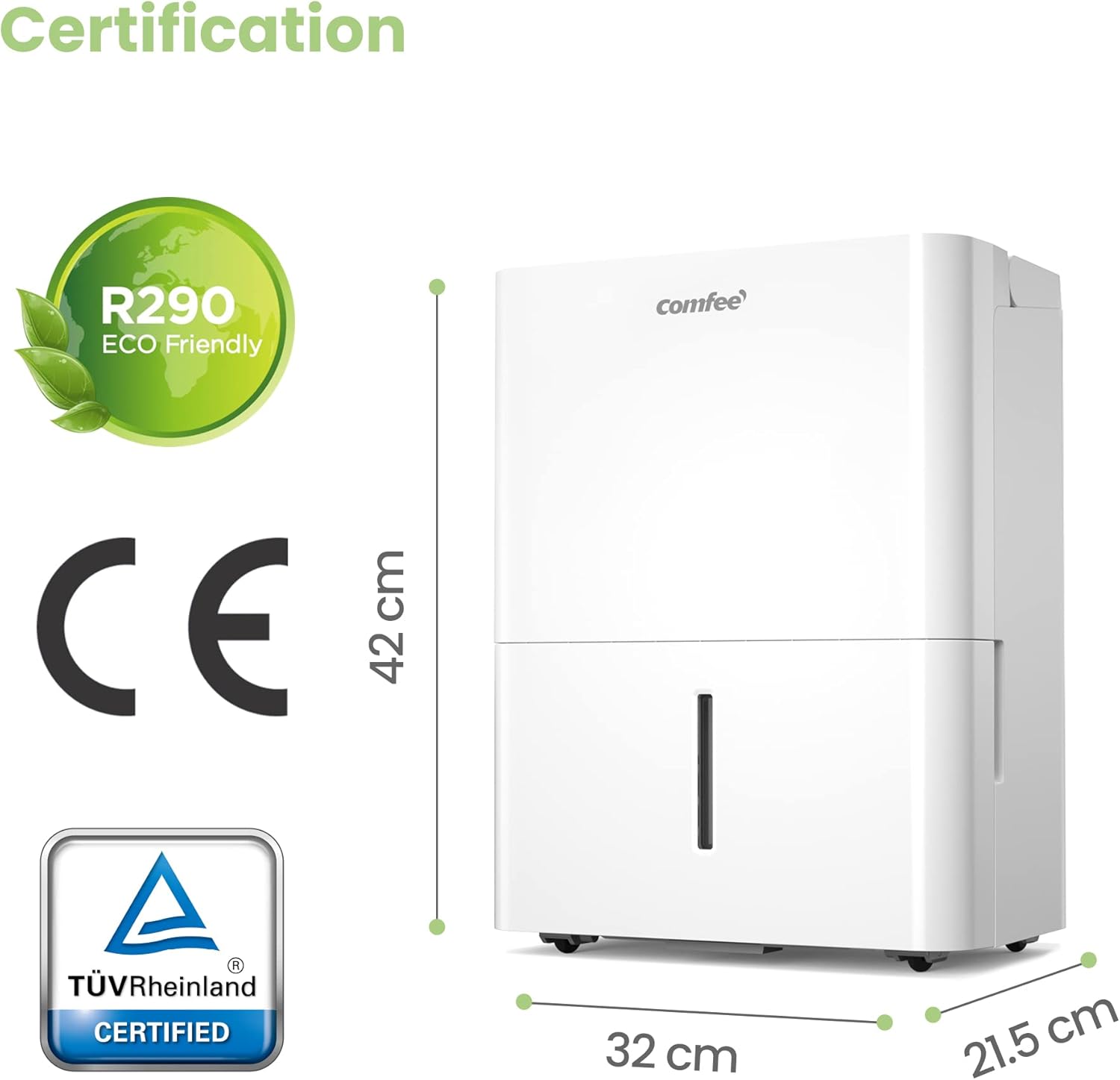 Comfee MDDP-30DEN7 Dehumidifier 30L/ 24h Room Dimensions approx 180 m³ (72 m²)