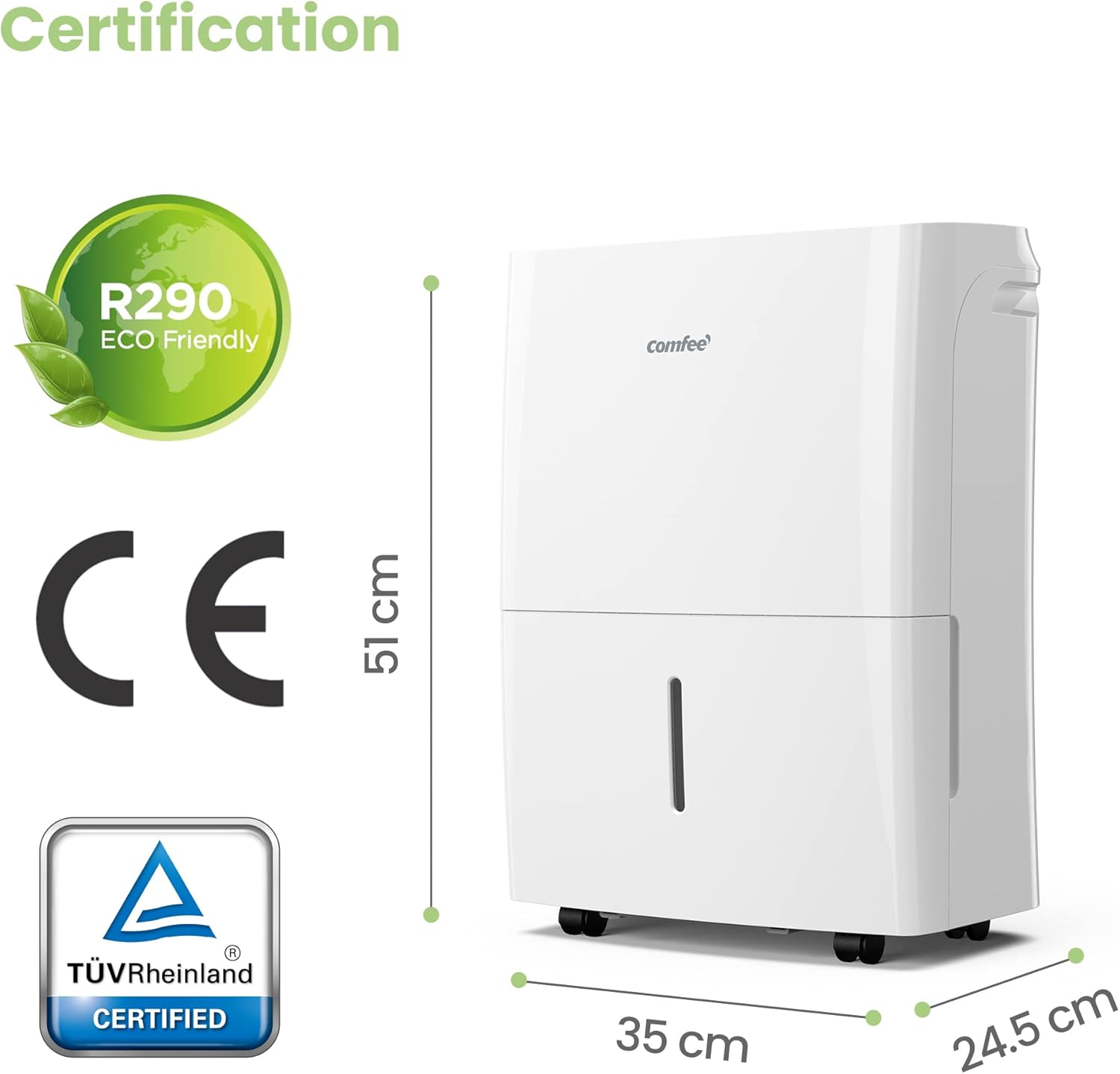 Comfee MDDP-30DEN7 Dehumidifier 30L/ 24h Room Dimensions approx 180 m³ (72 m²)