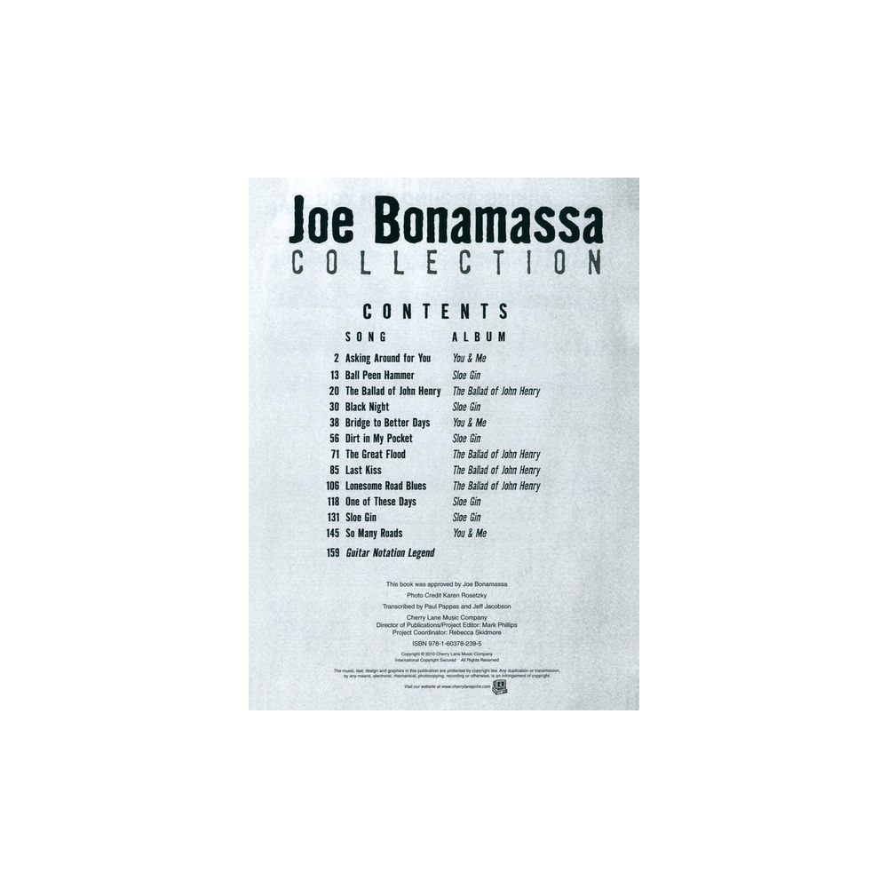 Cherry Lane Music Company Joe Bonamassa Collection – Thomann Ireland