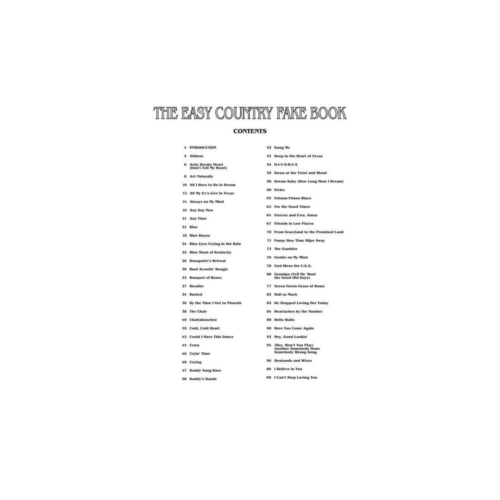 Hal Leonard The Easy Country Fake Book – Thomann Ireland