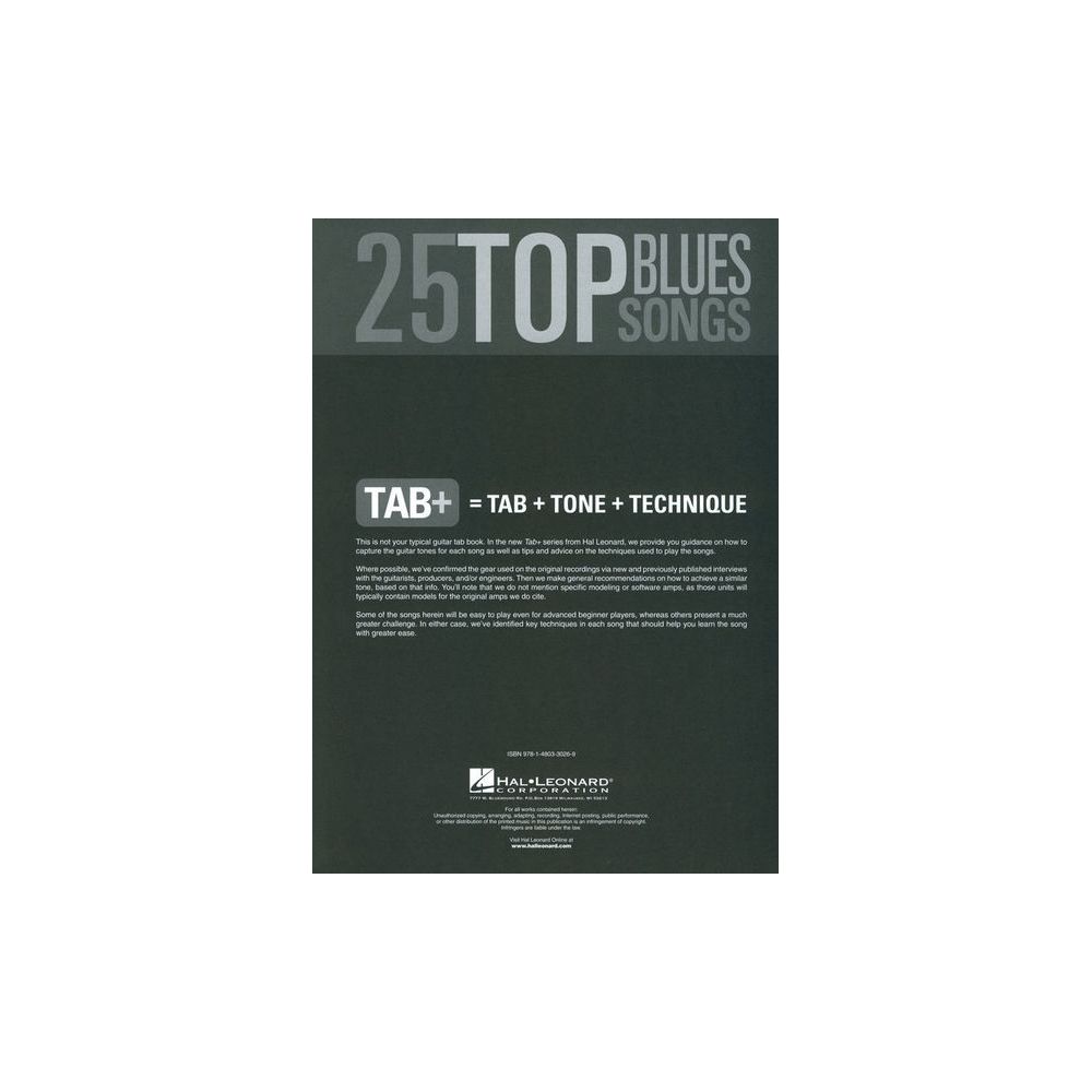 Hal Leonard Tab+ 25 Top Blues Songs – Thomann Ireland